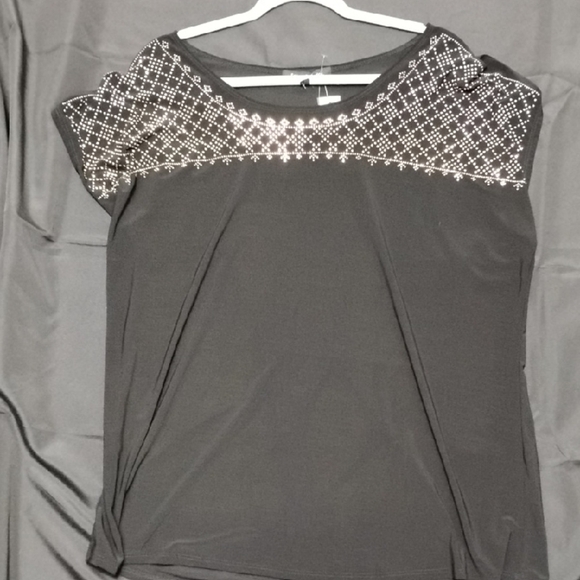 Chic Black Embellished Women's Blouse - Picture 3 of 8